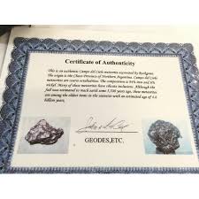 meteorite certificate